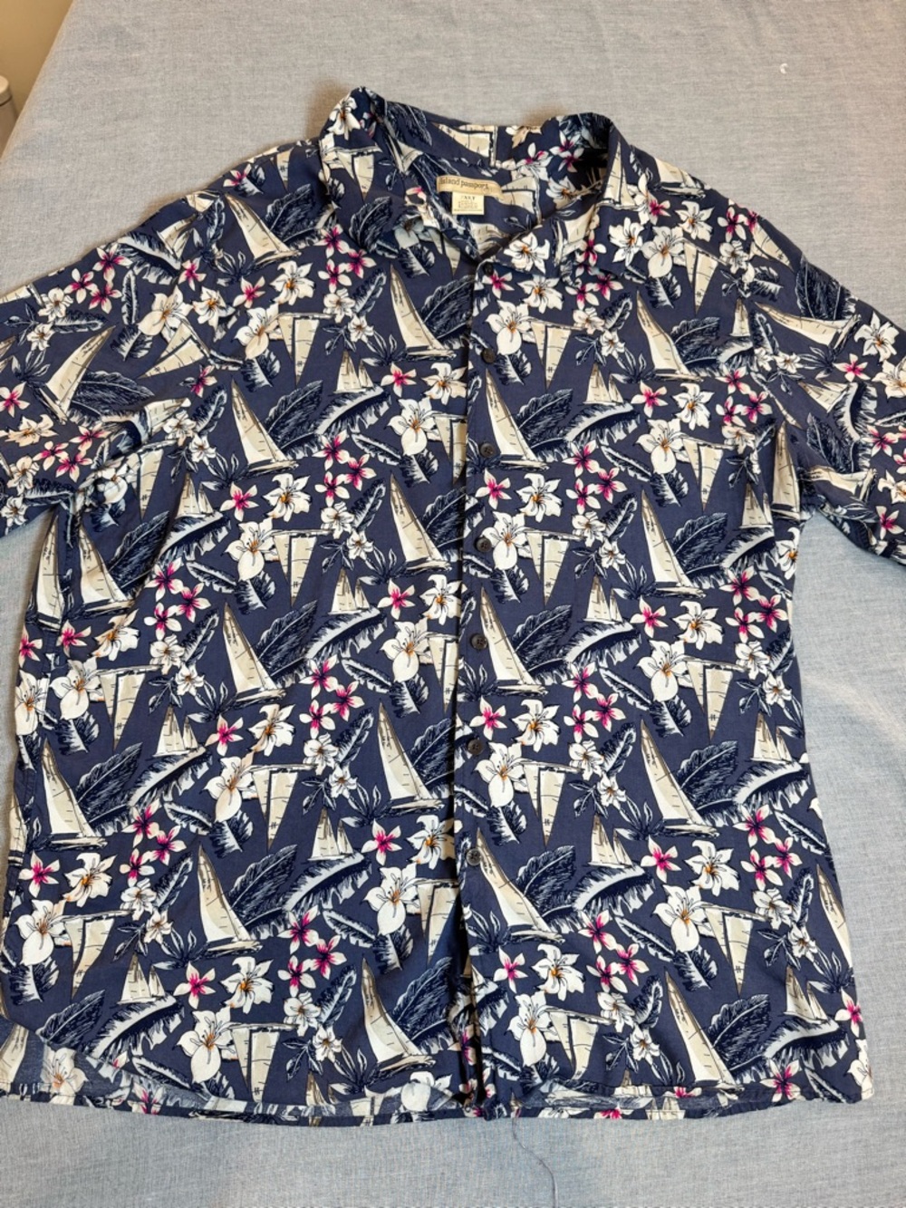Men’s Hawaiian Short-Sleeve Button-Down Shirt Size 2XLT Beach Preppy Summer